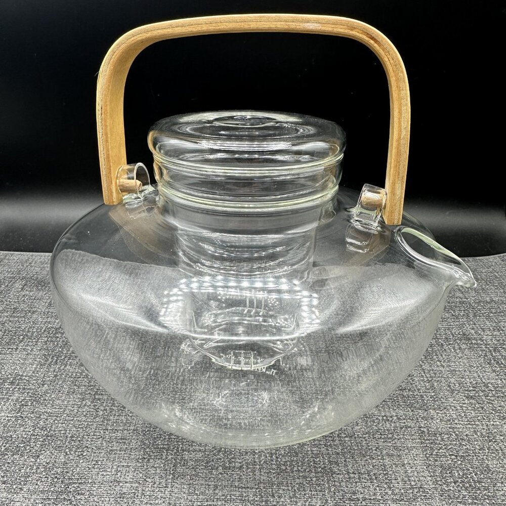 The Republic of Tea Clarity Glass Teapot w/ Wood Handle 43 oz Jenaer Senso Style